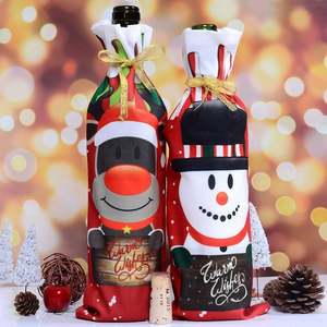 Decoraciones Navideñas, Juego de Fundas para Botellas de Vino con Dibujos Animados, Funda Creativa para Botellas de Vino con Diseño de Papá Noel, Muñeco de Nieve y Reno R1400 - Product Image 4