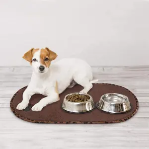 Geborduurde Microfiber Hond Mat Voor Voedsel En Water Antislip Kat Voeden Mat Voor Onder Hond Kommen Kom Mat water Absorberende Hond