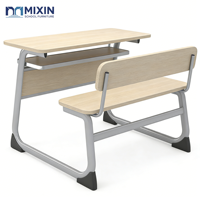 Bureau d'étude double en bois connecté et chaise, banc scolaire à deux places pour salle de classe supérieure, table et chaise à prix réduit, durable