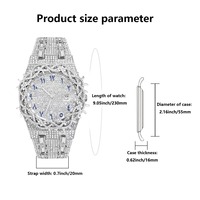 Montre à quartz pour homme Iced Out, lunette à motif épines, entièrement sertie de cristaux, cadran à chiffres arabes, étanche, style Hip Hop, montre de luxe Bling