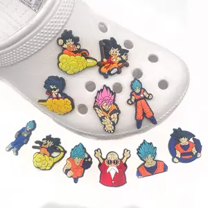 Ejderha serisi topu süper süper Saiyan tanrı mavi Vegeta Goku mavi dantel charm ayakkabı takunya crocs charms anime ayakkabı dekorasyon charm v