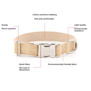 Nuevo diseño Collar para mascotas Logotipo personalizado Collar para perros de cáñamo puro con tirantez ajustable y hebilla de metal de liberación rápida - Product Image 5