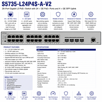 CloudEngine S5735-L8P4S-A-V2 L24P4S-A-V2 L48LP4S-A-V2  8 24 48 Gigabit PoE+ 4GE SFP Switch de Red Gestionado Empresarial de Capa 3