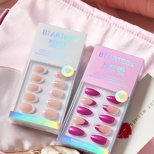 BTArtbox Uñas Postizas de Gel Suave con Punta Francesa, Venta al por Mayor, Uñas Postizas Cortas en Forma de Almendra, Hechas a Mano, de Alta Calidad - Product Image 1