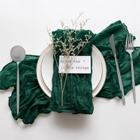 Promotion Usine : Nappe en Gaze Bohème Rustique Effet Froissé pour Décoration de Table de Mariage, Serviette de Table