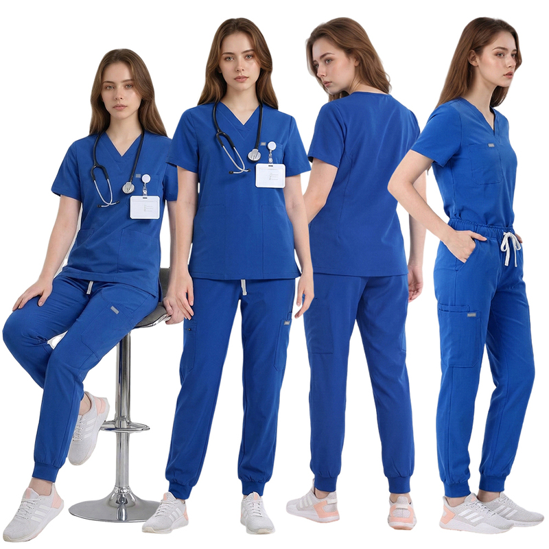 Medical Scrubs Sets V Neck Short