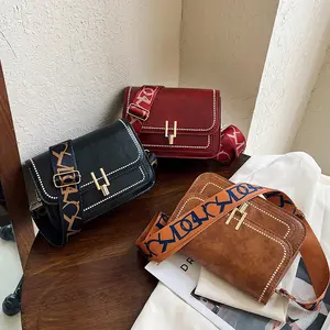 Bolso con solapa de estilo retro, bolso de hombro de cuero cuadrado vintage, bandolera para mujer