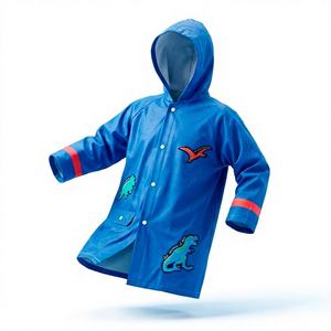 Impermeable Infantil para Niños, Diseño Divertido y Cómodo con Capucha, Ligero, Transpirable, de Nailon, con Dibujos Animados de Dinosaurios, Color Azul, Talla 10 - Product Image 1