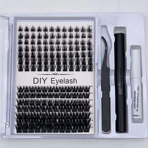 Kit de cils en grappe DIY 14 rangées, tailles mixtes, faux cils segmentés avec colle et pince, kit d'extension de cils faits à la main - Product Image 5