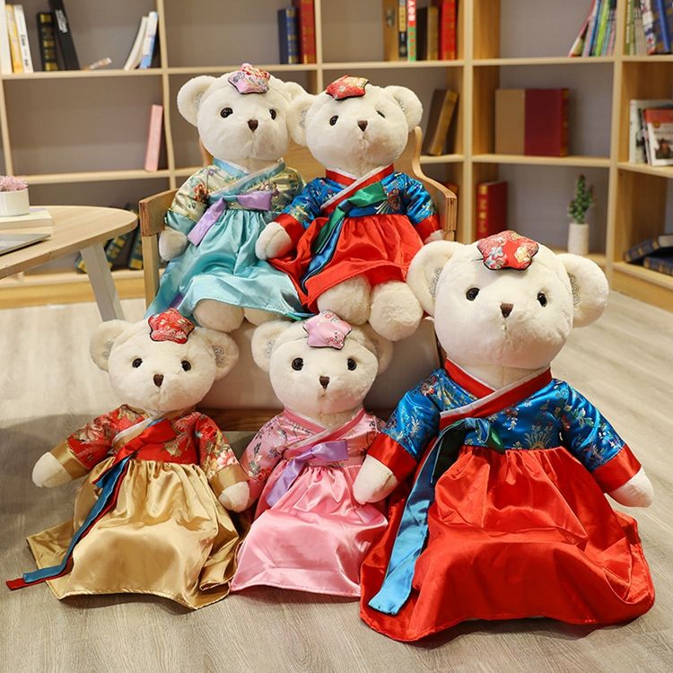 Custom Korean Plush Teddy Bear in Hanbok - Personalized Stuffed