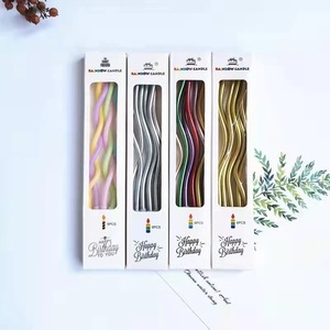 Bougies d'anniversaire en spirale électroplaquées, fines et courbées, vente en gros, bougies décoratives colorées et romantiques pour fêtes, bougies à longue flamme - Product Image 3