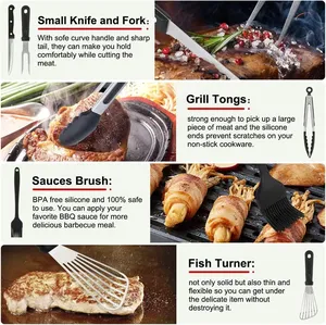 Juego de Accesorios para Parrilla de Acero Inoxidable Multifunción Resistente al Calor, Juego de Herramientas para Barbacoa al Aire Libre con Espátula y Raspador - Product Image 6