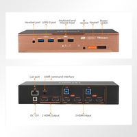 Switch KVM HDMI 2x2 ODM 2 Monitor Mendukung 8K 60Hz USB3.0 Jaringan Gigabit Tombol Saklar di Kabel Untuk Profesional Desainer