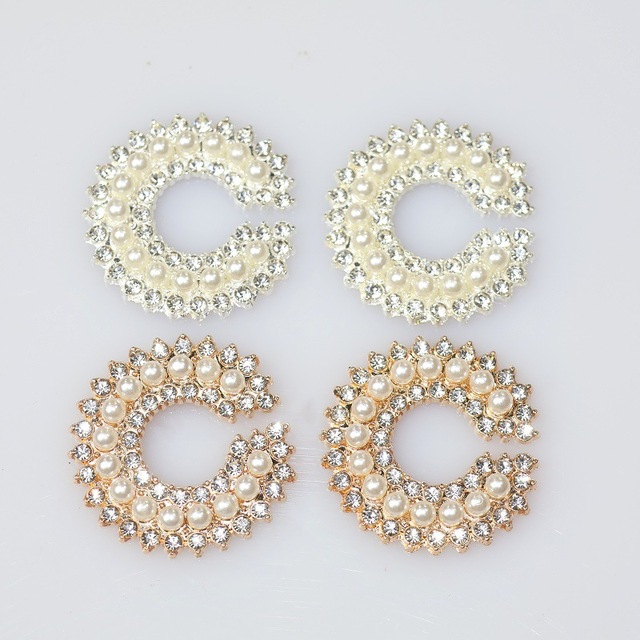 Handmade C-shaped Pearl And Rhinestone C-shaped Hair Accessory Diy Alloy Accessories Materials Accessories