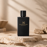 Flacons de parfum vides en verre rectangulaires noir mat 30ml 50ml 100ml avec bouchon, logo personnalisé, vente en gros, conception OEM ODM