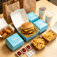 Boîte à hamburger en papier personnalisée en gros pour les chaînes de restauration rapide, les restaurants de hamburgers, les poulaillers, les plats à emporter, la livraison, la restauration, l'emballage alimentaire