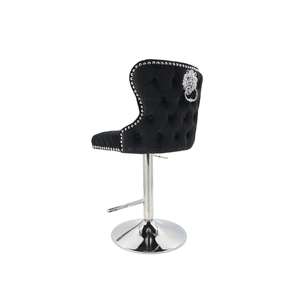 <span class=keywords><strong>Chaise</strong></span> haute rembourrée moderne en tissu de velours <span class=keywords><strong>noir</strong></span> avec boucle de traction complète dossier de tabouret <span class=keywords><strong>chaise</strong></span> haute réglable avec base de couleur argent - Product Image 3