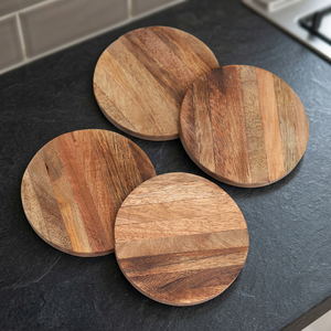 Posavasos Redondos de Madera Marrón Ecológicos de Primera Calidad al por Mayor para Tazas de Té, Posavasos y Alfombrillas para Bebidas Calientes/Frías - Product Image 3