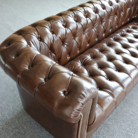 Canapé Chesterfield italien classique pour salon, en cuir véritable, style antique, trois places, canapé vintage, pour salle à cigares, hôtel