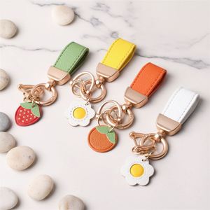 Creative Handmade Keychain Pendant Fashion PU Leather Light Keychain Back School <b>Cute</b> <b>Keyrings</b> Decoration Bag - Product Image 1