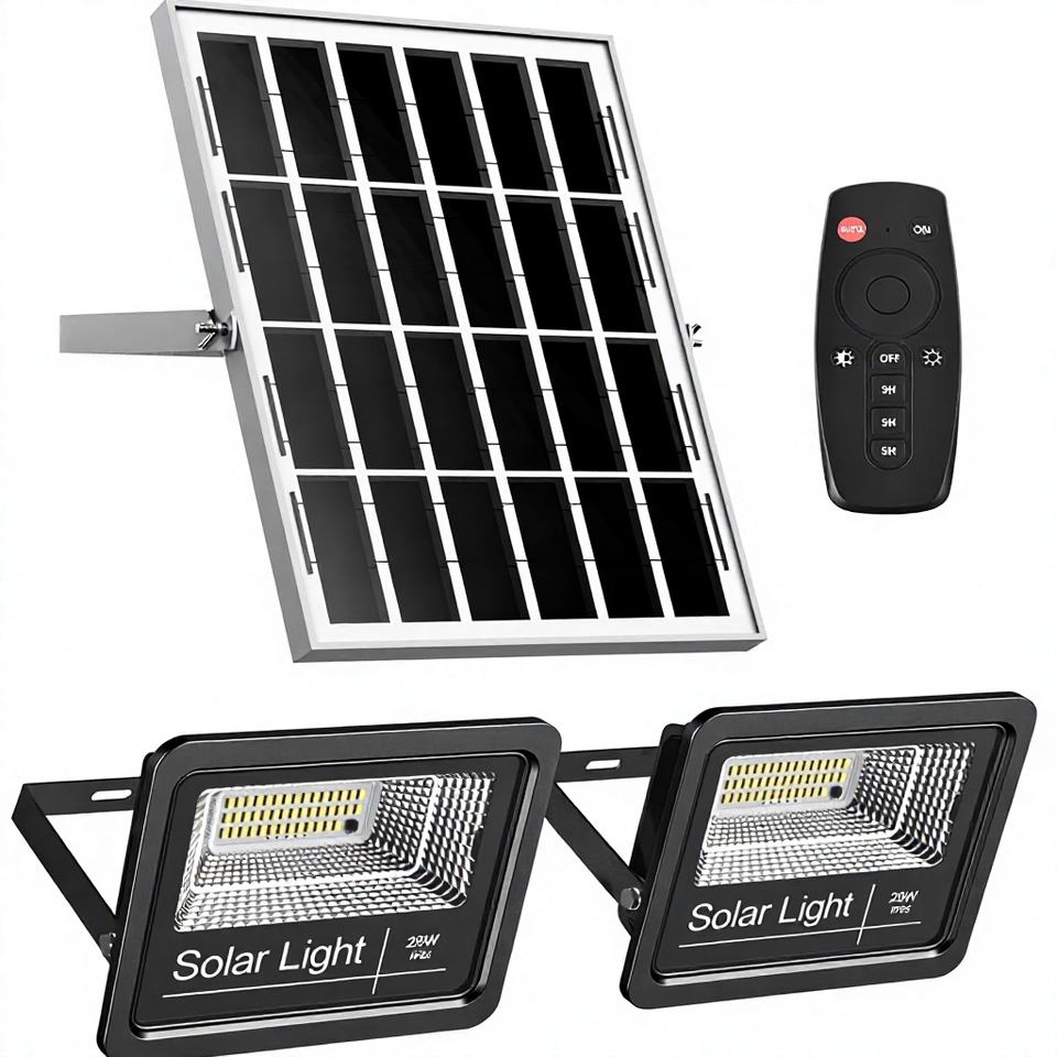 Solar Flood Lights Outdoor Dual Head 25W LiFePO4 Battery Aluminum ...