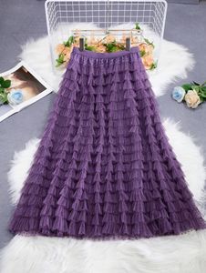 Falda floral de primavera para mujer, Falda plisada larga de cintura alta elástica, falda acampanada plisada de gasa de longitud media adelgazante - Product Image 4