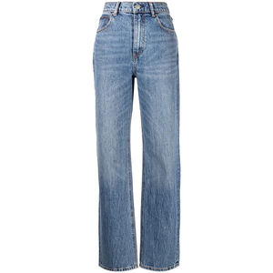 Jeans taille haute personnalisés pour femmes, coupe droite, design épuré de luxe, avec pantalon en denim sexy respirant et délavé avec logo, taille - Product Image 4