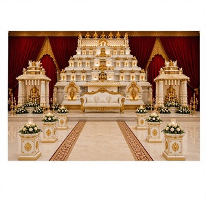 Escenario Mandap de Fibra de Vidrio con Temática de Templo para Bodas del Sur de la India, Ideal para Ceremonias de Boda Tamilas - Product Image 1