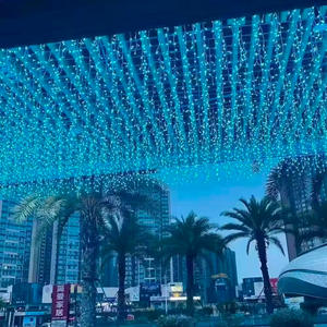 Sıcak satış 4m X 0.6m açık noel dekoratif <span class=keywords><strong>LED</strong></span> dize işıklar su geçirmez buz Icicle perde bahçe Xmas süslemeleri için - Product Image 4