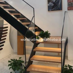 YL บันไดรูปตัวแอลในร่มบันไดไม้ทึบเหล็กพีวีซีเหล็กดัดแบบลอยสำหรับวิลล่ากลางแจ้ง - Product Image 3