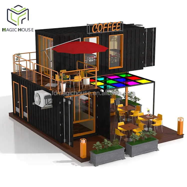 Magic House prefab restaurant container movable hydraulic container coffee shop cafe container lock cargo bar