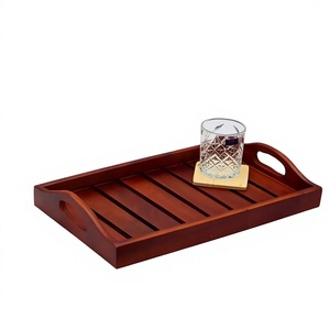 Bandeja Decorativa de Madera Natural Hecha a Mano para Servir Café, Té, Desayuno, Bocadillos, Mesa de Comedor, Decoración del Hogar, Restaurante - Product Image 1
