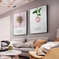 Ensemble de 3 tableaux imprimés sur toile, motif flamant rose nordique et paysage végétal, grande décoration murale pour la maison, taille personnalisable