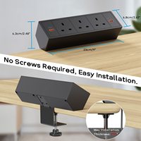 Prise d'alimentation de bureau à 3 prises britanniques avec 2 ports PD20W Type-C Pince pour bureau à domicile Application industrielle Multiprise