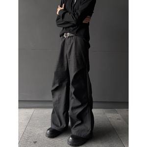 Robe noire décontractée haut de gamme, ample et droite, plissée, évasée, longue jusqu'au sol, à blocs de couleur, style rétro américain, écologique et de niche - Product Image 2