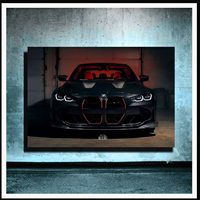 Décoration Murale LED Voiture de Sport : Trois Vues Frontales avec Détails Lumineux pour Garage, Salle d'Exposition, Bureau, Salle de Jeux