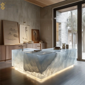 Đảo bếp đá cẩm thạch phong cách châu Âu sang trọng YUSHI, mặt bếp đá Onyx tự nhiên có đèn nền, dành cho nhà bếp biệt thự và sảnh khách sạn - Product Image 4