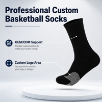 Chaussettes de basketball d'élite personnalisées avec logo, vente en gros, chaussettes athlétiques rembourrées anti-humidité