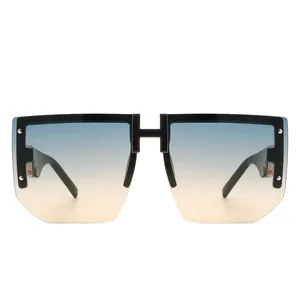 Kaelor - Occhiali da sole quadrati oversize con montatura a mezza cornice e lenti sfumate - Product Image 5