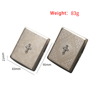 Caja de cigarrillos de <span class=keywords><strong>metal</strong></span> grabada <span class=keywords><strong>Vintage</strong></span> hecha a mano Erliao, caja de almacenamiento de tabaco portátil con diseño cruzado decorativo - Product Image 2