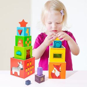 Jouets d'empilage en bois créatifs, ensemble de formes, tour de construction, jouets en bois Montessori, éducation précoce pour le développement cognitif - Product Image 4