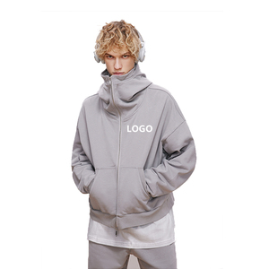Fermeture éclair personnalisée de 500 g/m² pour sweats à capuche surdimensionnés en polyester/coton pour hommes, style streetwear d'automne - Product Image 5