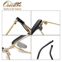 Monturas de Gafas para Hombre de Titanio Puro IP, Negras, Estilo Vintage, Clásicas, de Diseño Coreano, sin Barra Inferior