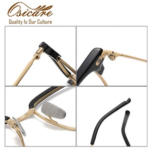 Monturas de Gafas para Hombre de Titanio Puro IP, Negras, Estilo Vintage, Clásicas, de Diseño Coreano, sin Barra Inferior - Product Image 4