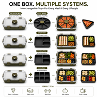Boîte à lunch en silicone 4 en 1 avec logo personnalisé, sans BPA, de qualité alimentaire, boîte bento, passe au micro-ondes et au lave-vaisselle, avec double joint anti-fuite