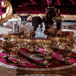 लक्जरी रोकोको शैली ठोस लकड़ी पर नक्काशी कमरे में रहने वाले सोफे सोने की पत्ती नरम लाल कपड़े बकसुआ सोफे लकड़ी सोफा सेट - Product Image 5