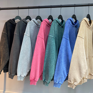 เสื้อฮู้ดดี้โอเวอร์ไซส์สไตล์วินเทจสีสันหลากหลาย พิมพ์โลโก้ตามสั่ง เนื้อผ้านุ่มพิเศษ งานฝีมือประณีต ล้างสีแบบแอซิดวอช สำหรับผู้ชาย - Product Image 2