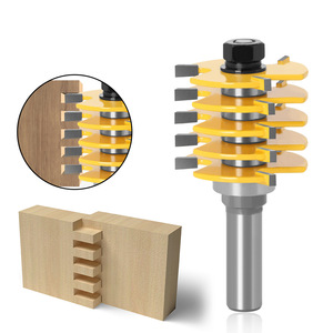 Nuevo grado Industrial 12mm12.7mm vástago <span class=keywords><strong>3</strong></span> dientes ajustable dedo Junta enrutador broca espiga personalizable OEM para madera - Product Image 1