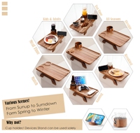 Plateau de canapé pliable en bois sculpté antidérapant, écologique et durable, pour téléphone et boissons, à un seul niveau, pour la maison - Vente en gros fabricant