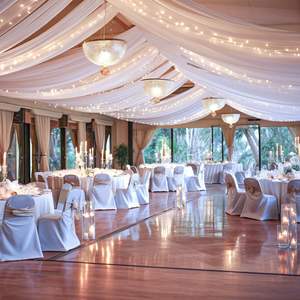 Rideaux de plafond blancs pour mariage, rideau en mousseline de soie en tissu transparent pour décoration de fête - Product Image 1